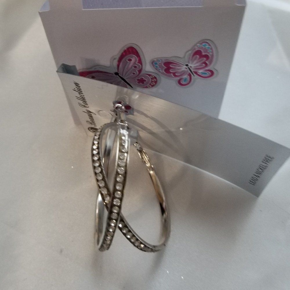 Beauty Collection Silver Tone Hoop Earrings